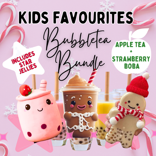 Kids Favourites - Apple Bubble Tea with Strawberry Boba Bundle